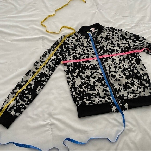 Bongo Zebra Animal Print Moto Biker Bomber Vintage Lightweight Jacket Size L - Picture 11 of 14